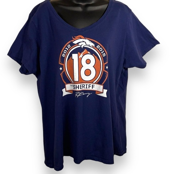 XXL DENVER BRONCOS THE SHERIFF PEYTON MANNING WOMENS TEE VNECK SHORT SLEEVE - Picture 1 of 7